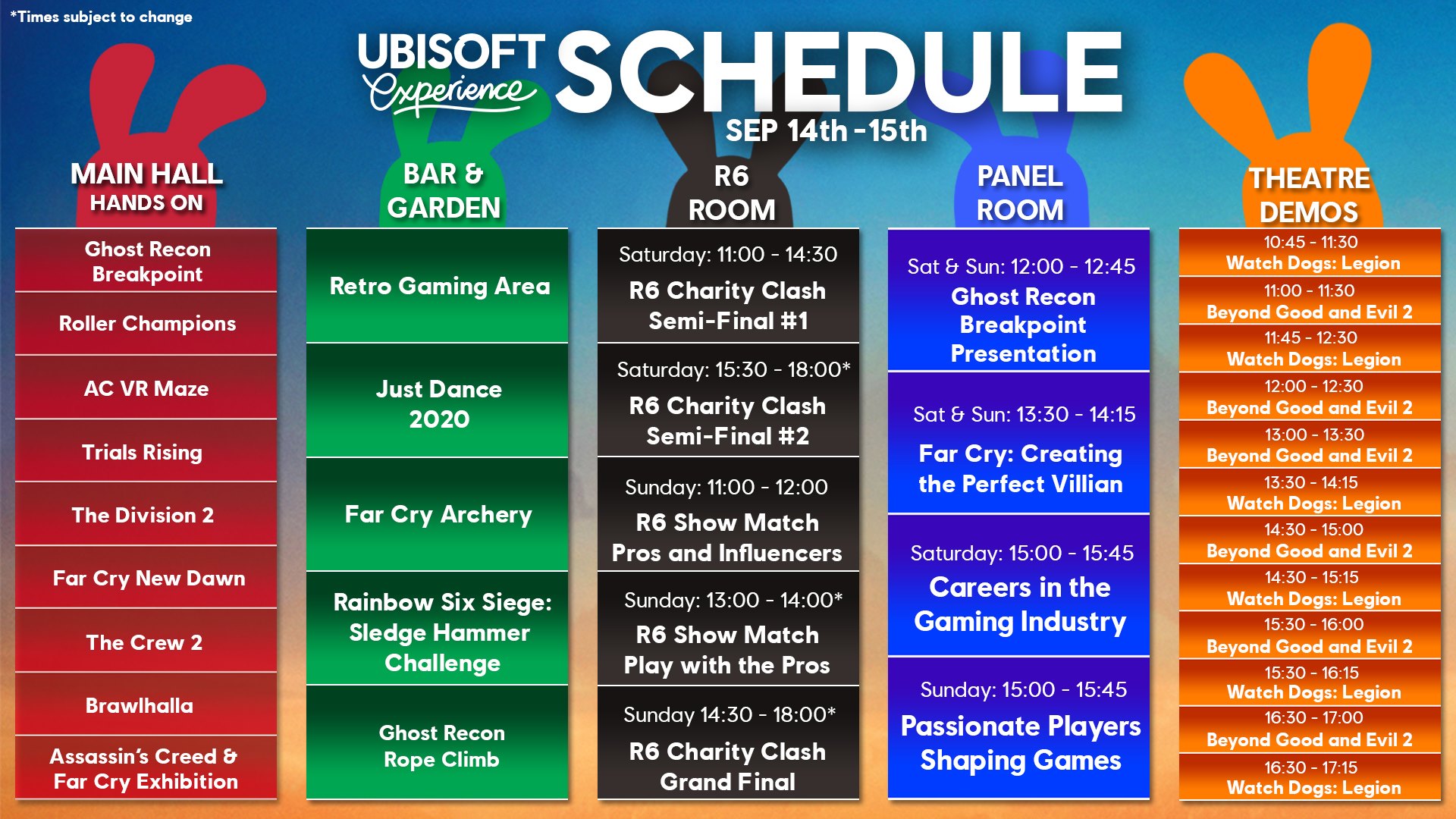 Ubisoft Experience Schedule